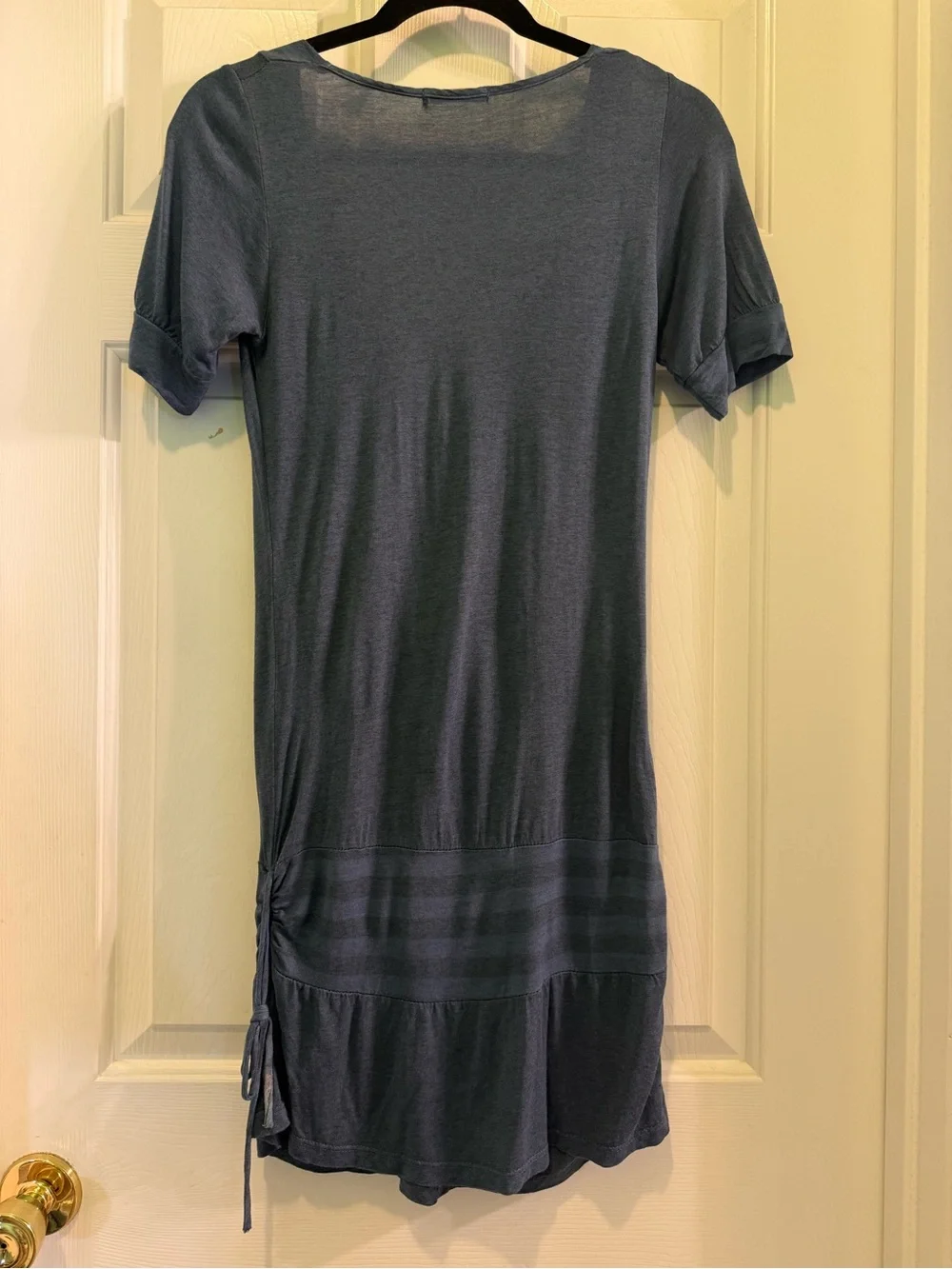 Deep V Short Sleeve Jersey Dress/Tunic in Slate Blue